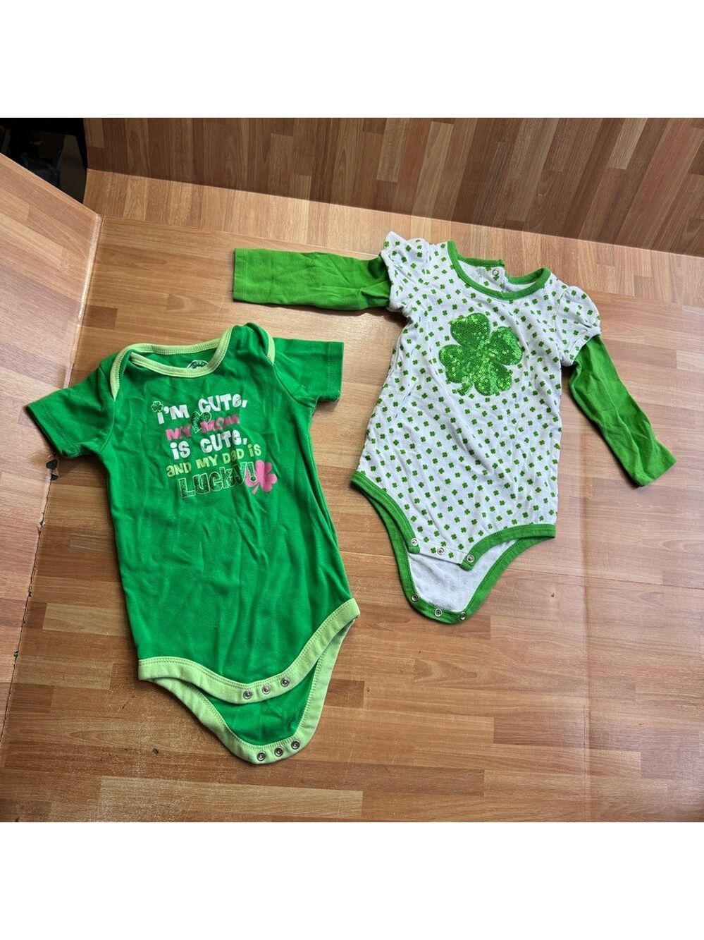 St. Patrick's Day infant top bundle, size 18-24 months, green